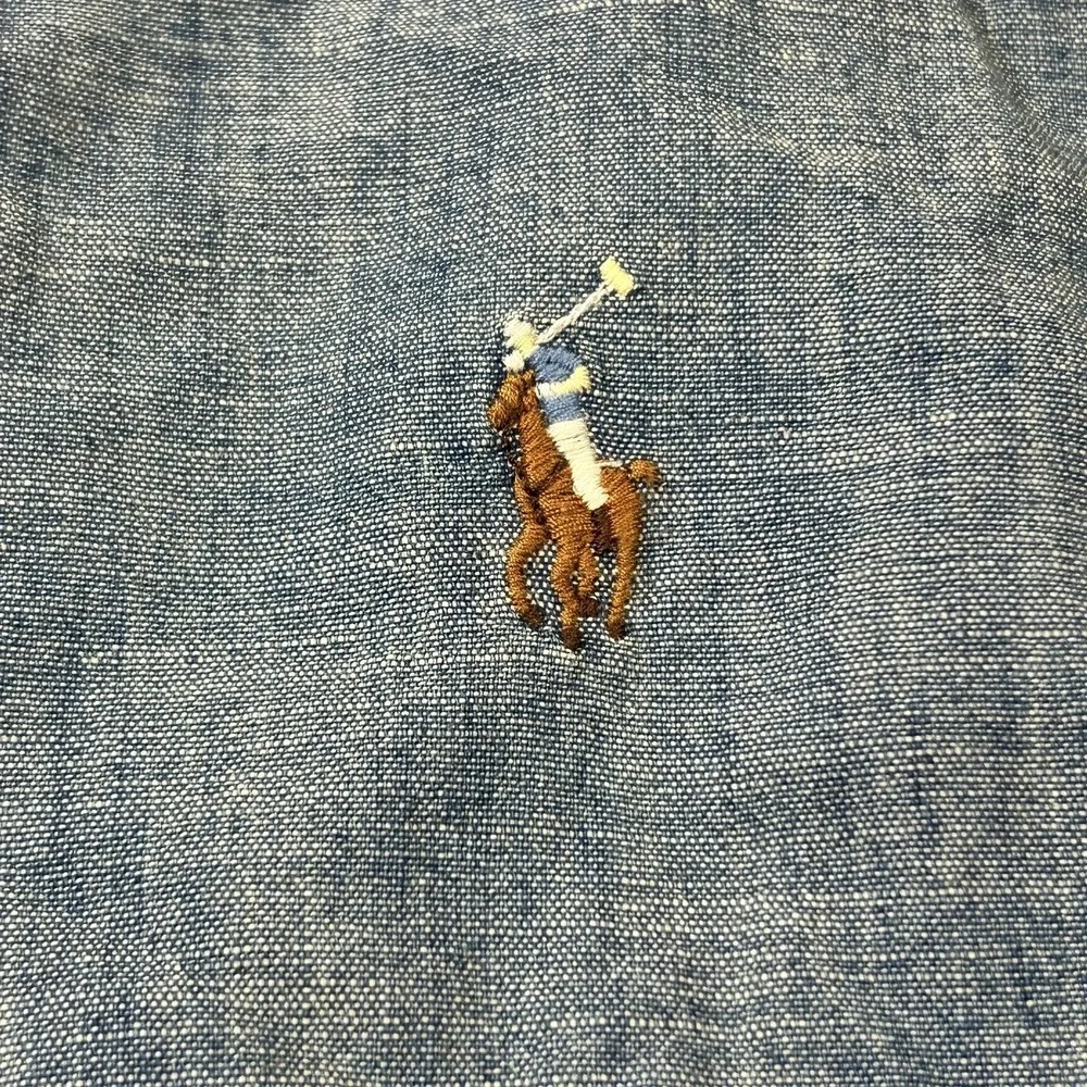Polo Ralph Lauren Shirt Mens 2XLT Blue Chambray Button Down Indigo Long Sleeve